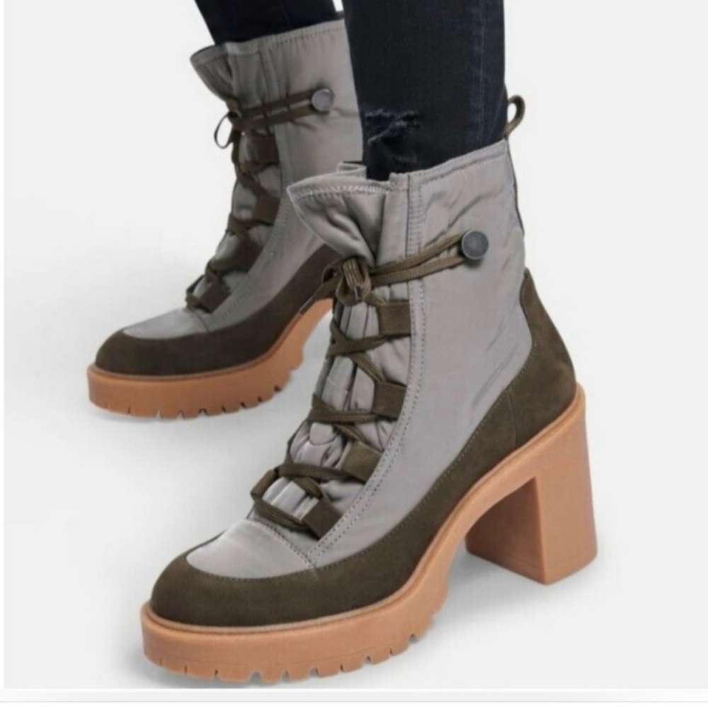 Dolce Vita Gray and Brown Combat Boots